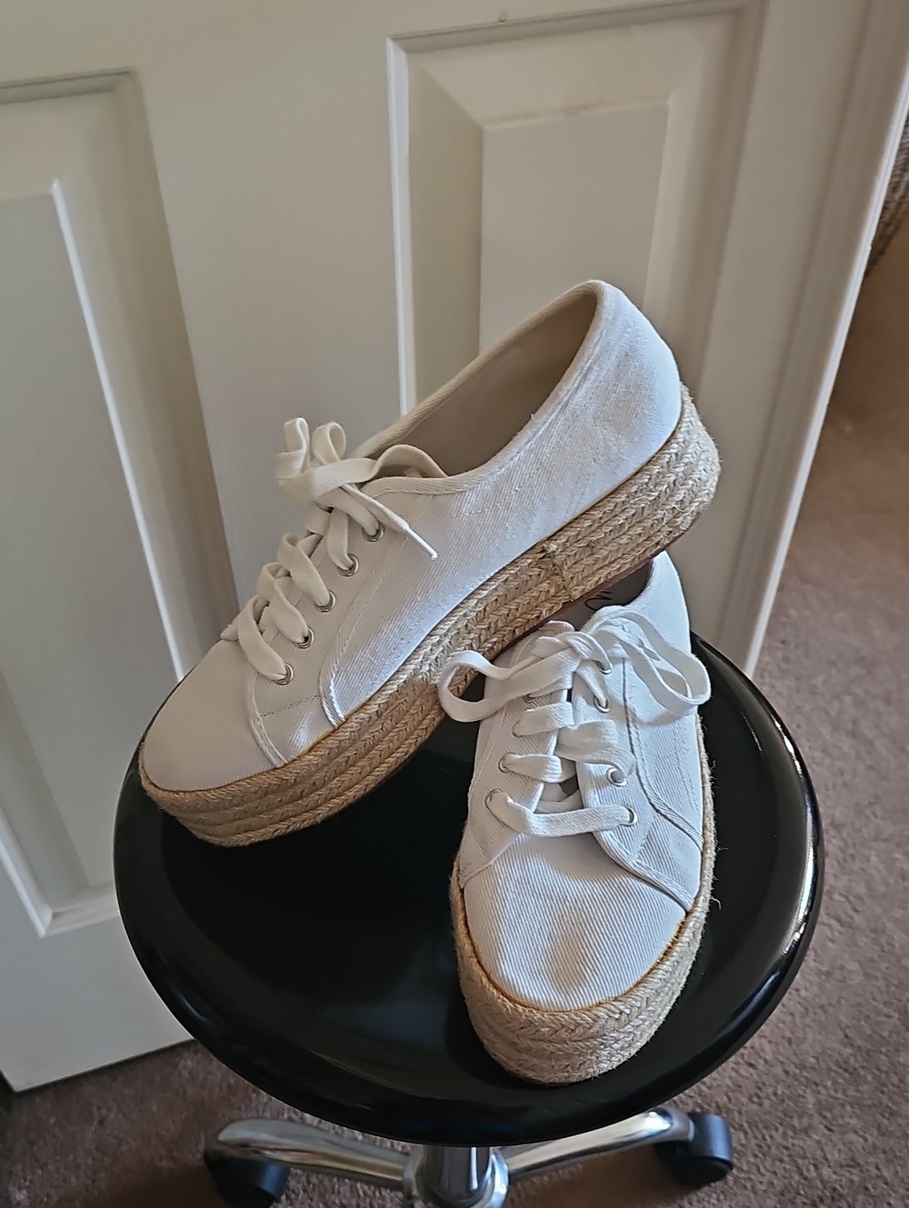 Wild Pair White Canvas Platform Espadrille Sneakers